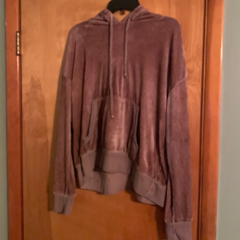 Velour light pink hoodie